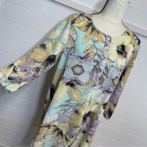 Fig and Flower Anthropologie Tunic Floral Dress Size Large - Picture 6 of 11